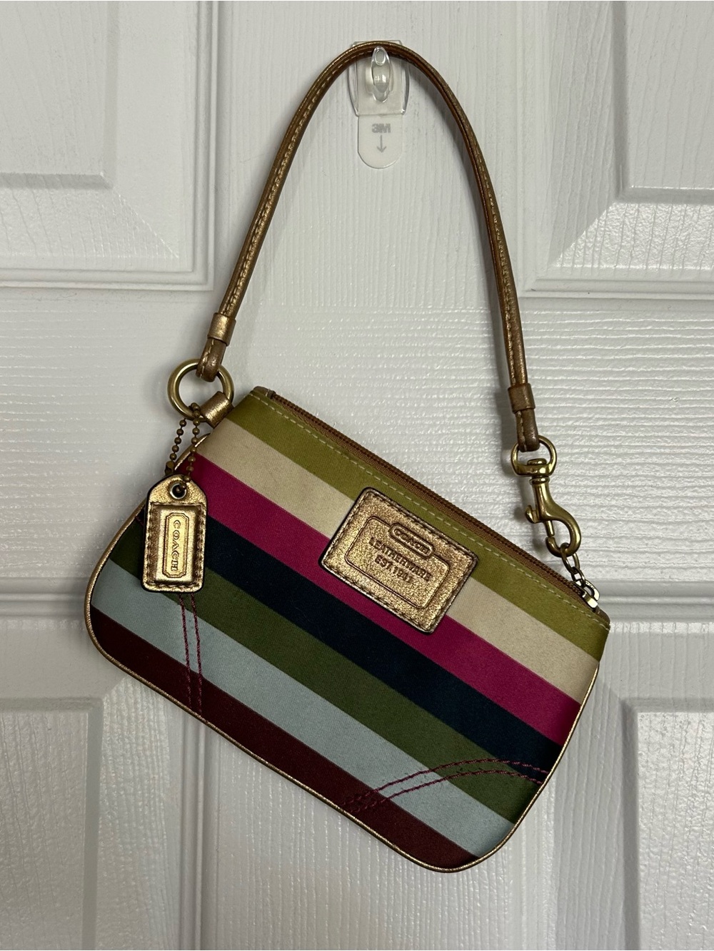 Coach Julia Legacy Stripe Satin Wristlet